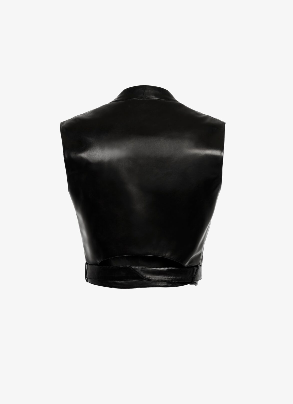 Leather wrap-around top ALAÏA BLACK LEATHER WRAP-AROUND TOP